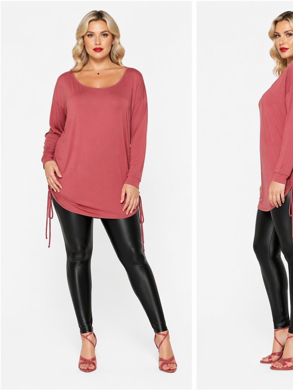 Ruched Side Tunic Top | Adjustable Drawstring | Flowy Fit 🔥